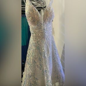 Camille La vie, white short (knee length) sequins dress